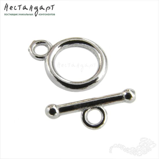 Замок-тогл Neat Sterling Silver Rhodium Plated 9 мм, изображение 4