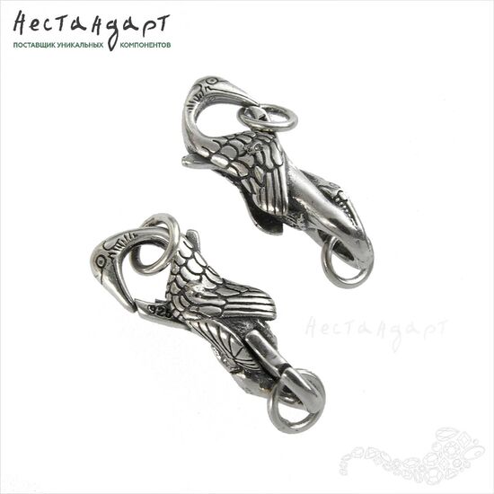 Декоративный комбинированный замок с кольцами Finist Sterling Silver 30х9 мм