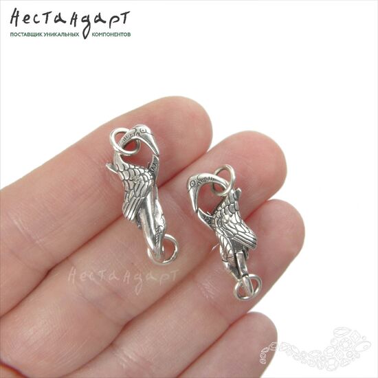 Декоративный комбинированный замок с кольцами Finist Sterling Silver 30х9 мм, изображение 2