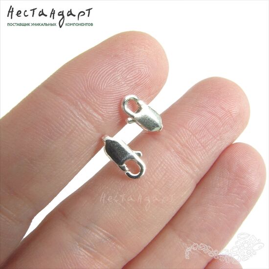 Замок-лобстер Sterling Silver (10x3,8 мм), Размер: 10x3,8 мм, изображение 2