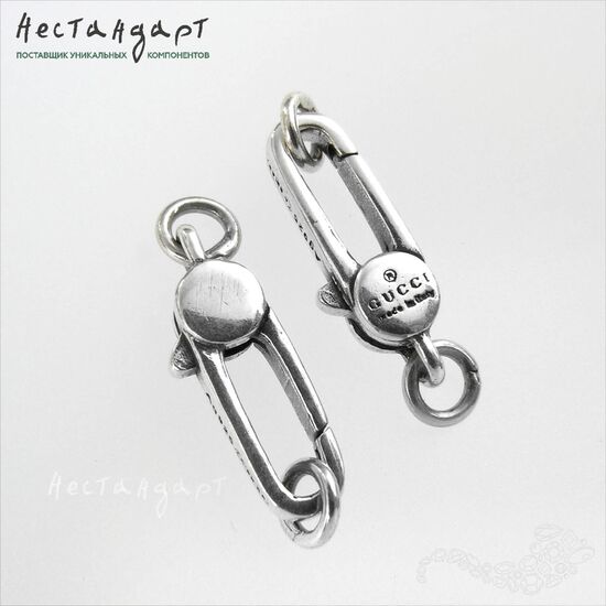Замок-лобстер с кольцами Gucci Sterling Silver 22 мм, изображение 3