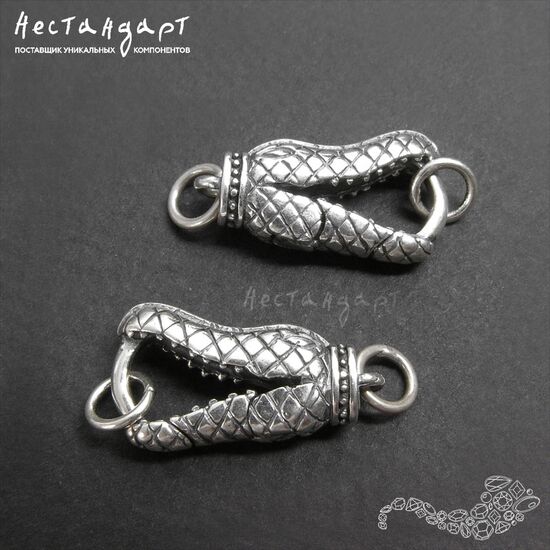 Декоративный замок с кольцами Uroboros Sterling Silver 29х12 мм, изображение 3