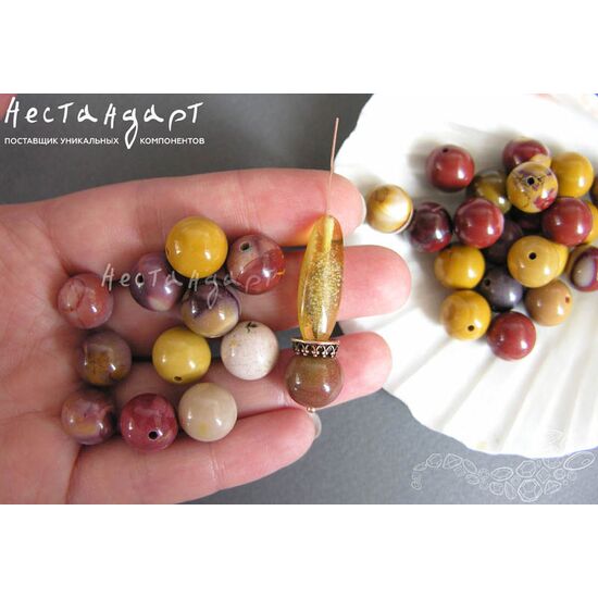 Яшма натуральная Мукаит 12 мм, изображение 2