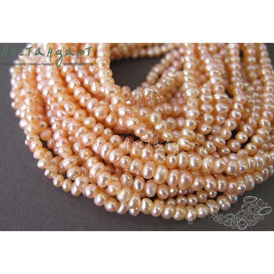 Жемчуг натуральный Baroque розовый 4,5 мм (нить 17 см), изображение 3