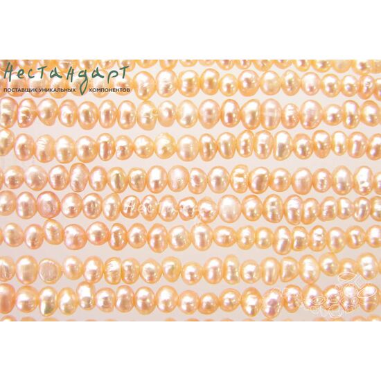 Жемчуг натуральный Baroque розовый 4,5 мм (нить 17 см), изображение 4