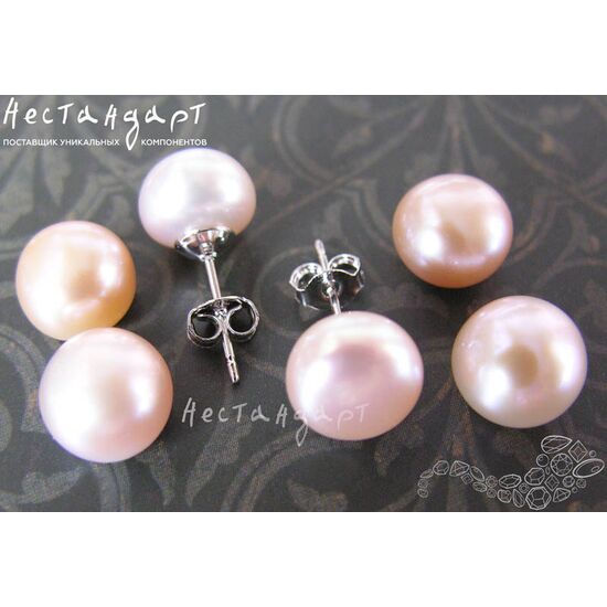 Жемчуг натуральный полусверленный Pale pink 9,5-10 мм (пара), изображение 2