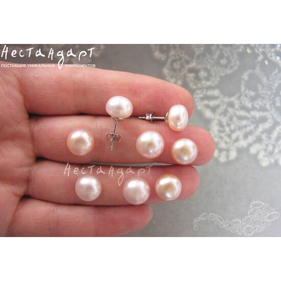 Жемчуг натуральный полусверленный Pale pink 9,5-10 мм (пара), изображение 4