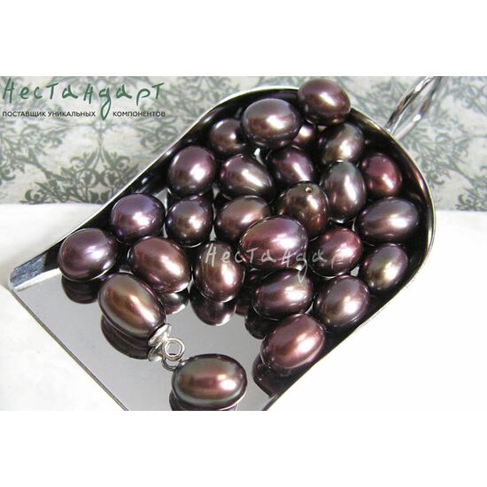 Жемчуг натуральный полусверленный Pear Black Peacock 8,5-10 мм, изображение 2