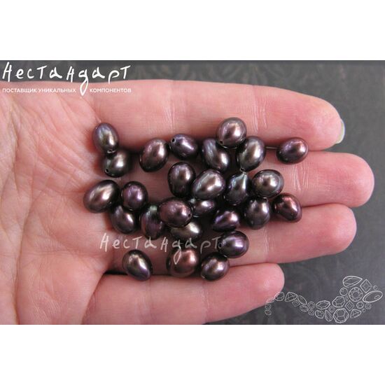 Жемчуг натуральный полусверленный Pear Black Peacock 8,5-10 мм, изображение 4