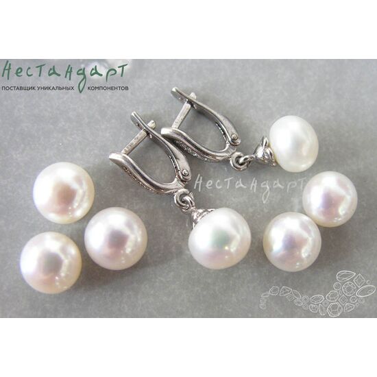 Жемчуг натуральный полусверленный White 9-10 мм (пара), изображение 3