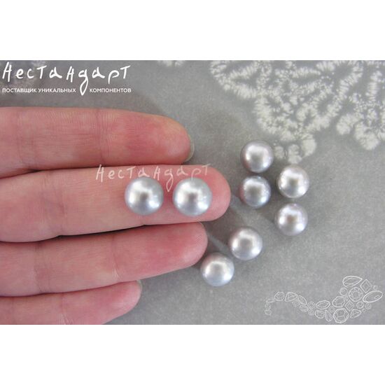 Жемчуг натуральный полусверленный Gray 9-10 мм (пара), изображение 2