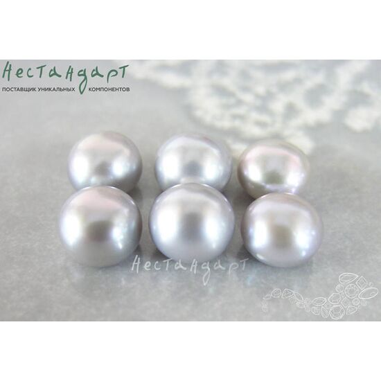 Жемчуг натуральный полусверленный Gray 9-10 мм (пара), изображение 3