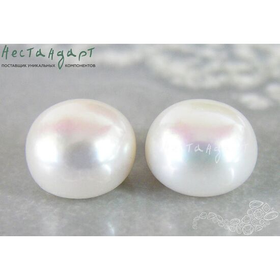 Жемчуг натуральный полусверленный Iridescent White 10-11 мм (пара)