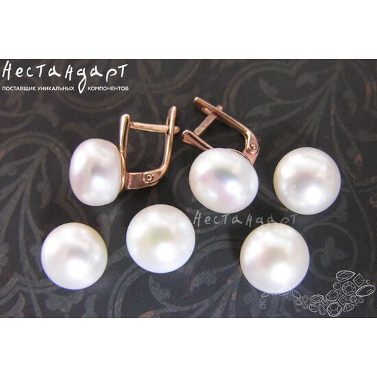 Жемчуг натуральный полусверленный Iridescent White 10-11 мм (пара), изображение 3