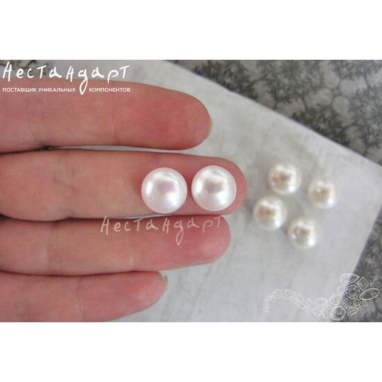 Жемчуг натуральный полусверленный Iridescent White 10-11 мм (пара), изображение 4