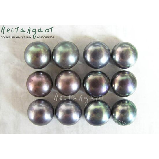 Жемчуг натуральный полусверленный Iridescent Black 11-11,5 мм, изображение 3