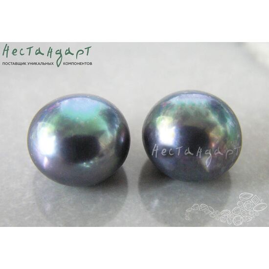 Жемчуг натуральный полусверленный Iridescent Black 11-11,5 мм, изображение 4