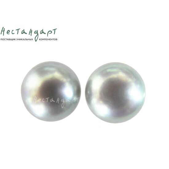 Жемчуг натуральный полусверленный Iridescent Gray 11 мм (пара)