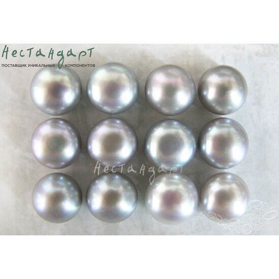 Жемчуг натуральный полусверленный Iridescent Gray 11 мм (пара), изображение 2