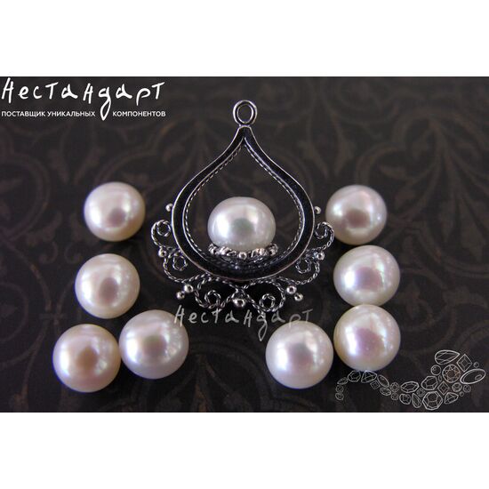 Жемчуг натуральный полусверленный White 7,5 мм (пара), изображение 2