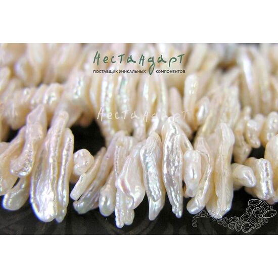Жемчуг натуральный Keshi молочный 17х9 мм (нить 5 см)
