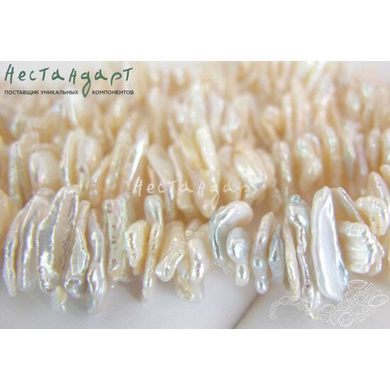 Жемчуг натуральный Keshi молочный 17х9 мм (нить 5 см), изображение 3
