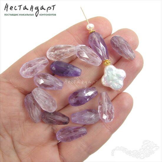 Аметист натуральный Drop Faceted 16х8,5 мм, изображение 2
