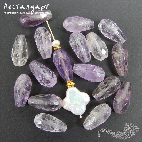 Аметист натуральный Drop Faceted 16х8,5 мм, изображение 3