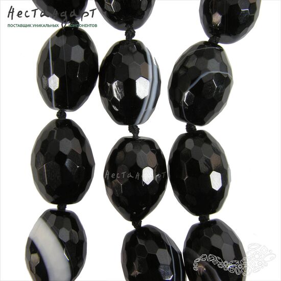 Агат облагороженный черный Chanel Style 20х15 мм