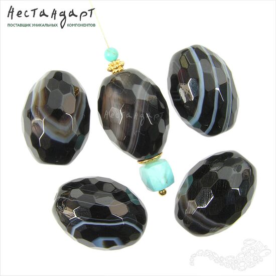 Агат облагороженный черный Chanel Style 20х15 мм, изображение 3