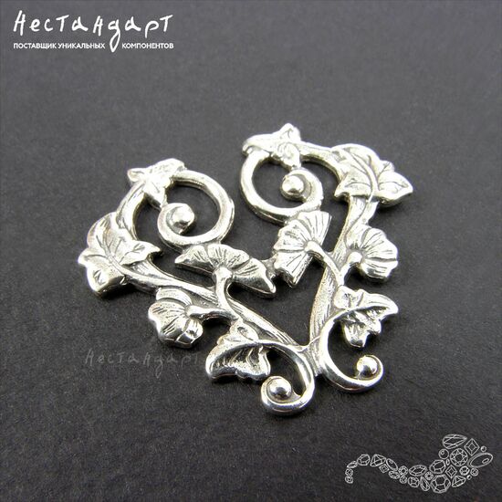 Коннектор-подвеска Floral Artdeco Sterling Silver 26х29 мм, изображение 4