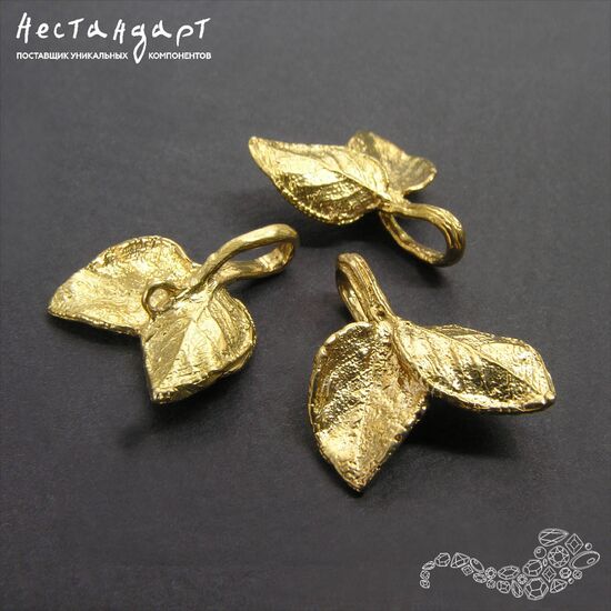 Бейл-держатель для кулона Herbe латунь 20х17 мм, изображение 2