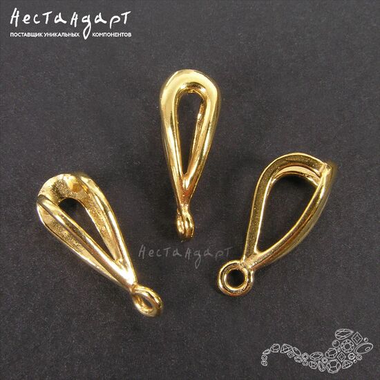 Бейл-держатель для кулона Beautiful Gold Plated 16х5 мм, изображение 2