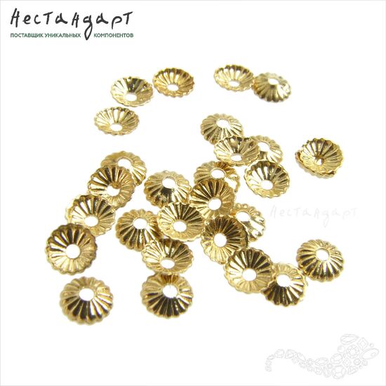 Чашечки для бусин Corrugation латунь 4х1 мм (уп. 30 шт.), изображение 3