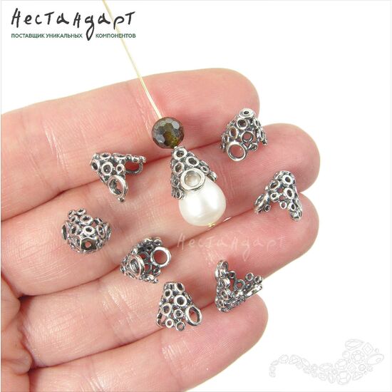 Конусовидные чашечки Bubbles Silver Plated 9 мм, изображение 2