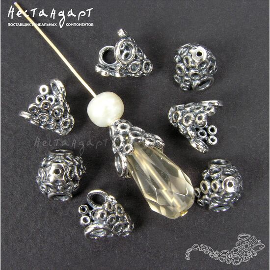 Конусовидные чашечки Bubbles Silver Plated 9 мм, изображение 3