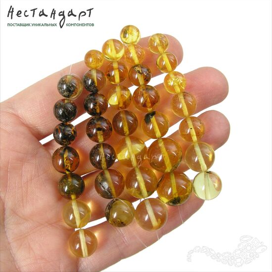 Янтарь натуральный Grade Ball 7-13 мм (уп. 7 шт), изображение 2