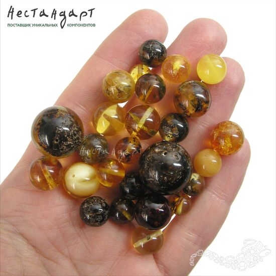 Янтарь натуральный Grade Ball 7-13 мм (уп. 7 шт), изображение 4