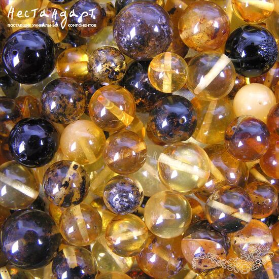 Янтарь натуральный Grade Ball 7-13 мм (уп. 7 шт), изображение 5