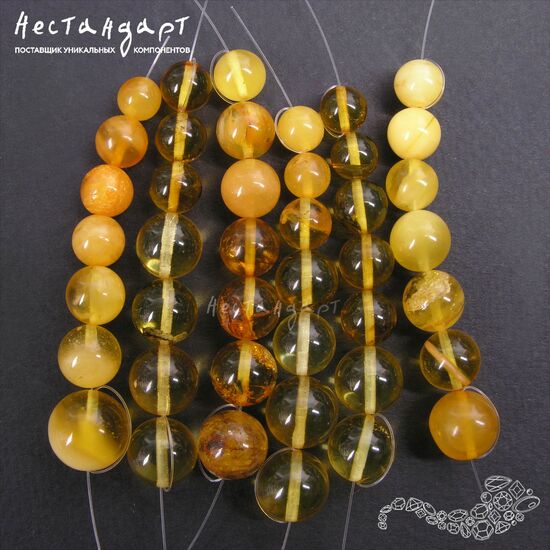 Янтарь натуральный Grade Ball 7-13 мм (уп. 7 шт), изображение 6