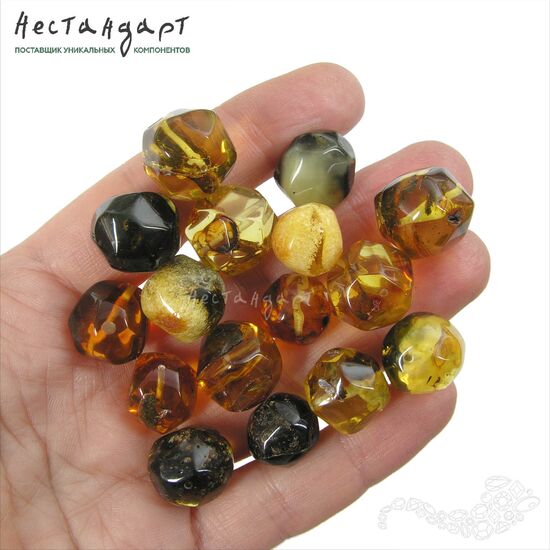 Янтарь натуральный с огранкой Inclusion 12-16 мм (уп. 5 шт), изображение 3
