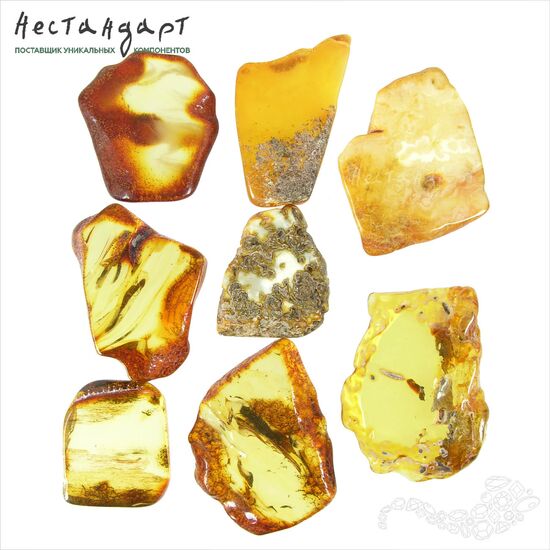 Янтарь натуральный спил Slim Cut 29-53 мм