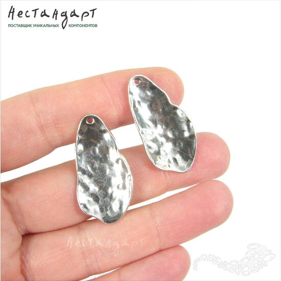 Подвеска Knocked Oval Silver Plated 31х17 мм, изображение 2