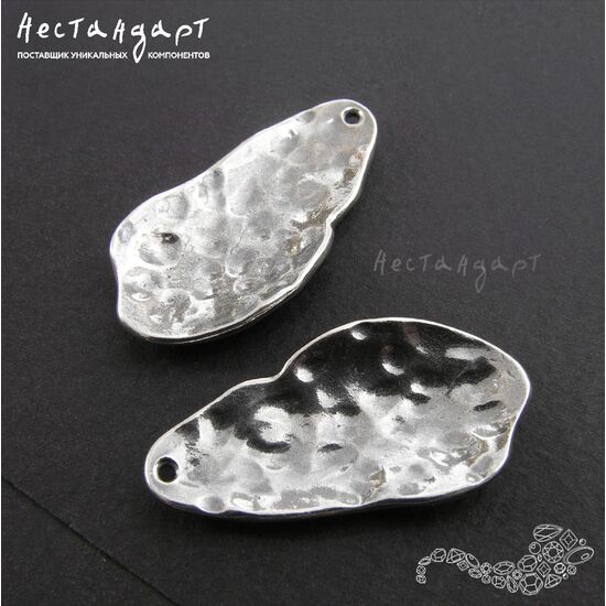 Подвеска Knocked Oval Silver Plated 31х17 мм, изображение 3