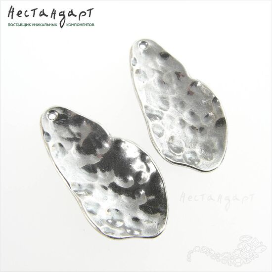 Подвеска Knocked Oval Silver Plated 31х17 мм, изображение 4