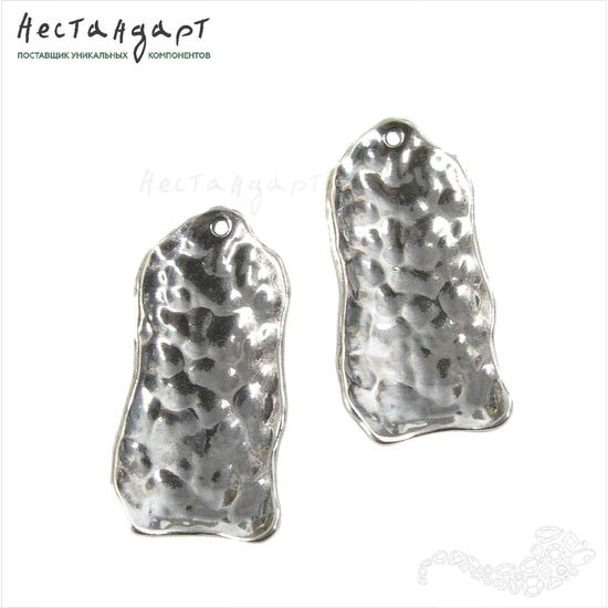 Подвеска Knocked Rectangle Silver Plated 30х14 мм
