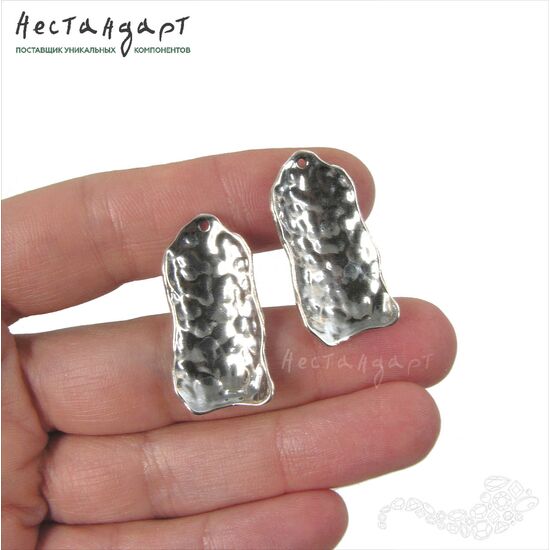Подвеска Knocked Rectangle Silver Plated 30х14 мм, изображение 2