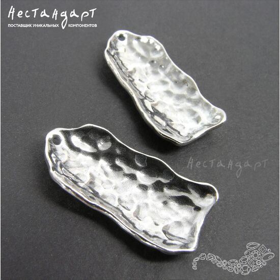 Подвеска Knocked Rectangle Silver Plated 30х14 мм, изображение 3