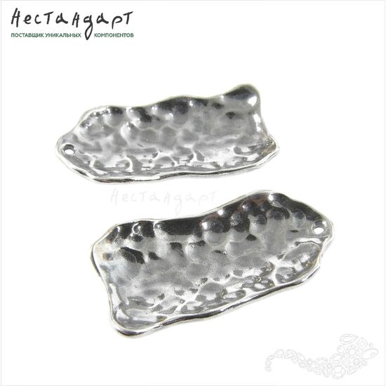 Подвеска Knocked Rectangle Silver Plated 30х14 мм, изображение 4