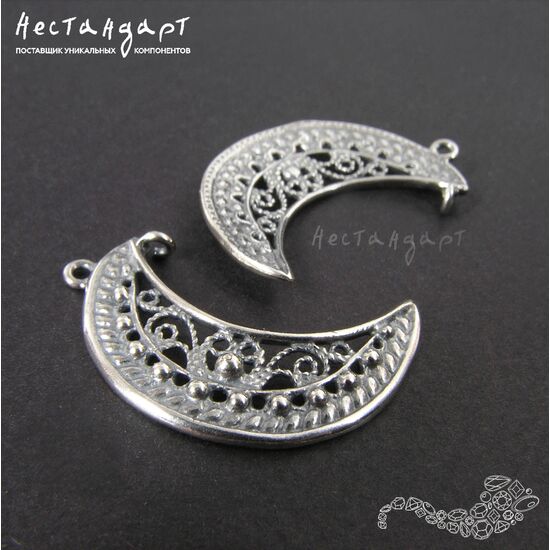 Подвеска-коннектор Moon Silver Plated 29х18 мм, изображение 2
